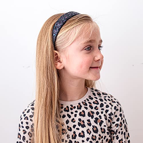 FROG SAC Glitter Headbands for Girls, Wide Black Headband, Sparkly Bling Little Girl Hair Accessories, Cute Hair Bands for Kids, Alice Fashion Head Band for Children