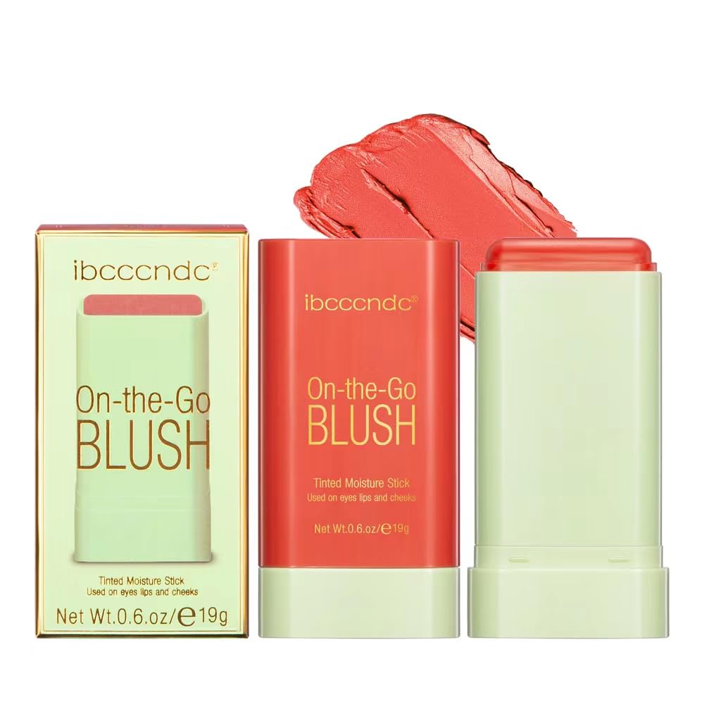 Blush Stick, Blush Cream, Multi-Purpose Blush Stick, Can be Used for Blush and Lip Gloss and Eye makeup, Long Lasting Hydrating, Professional Facial Beauty Cosmetic Makeup Blush (Orange)