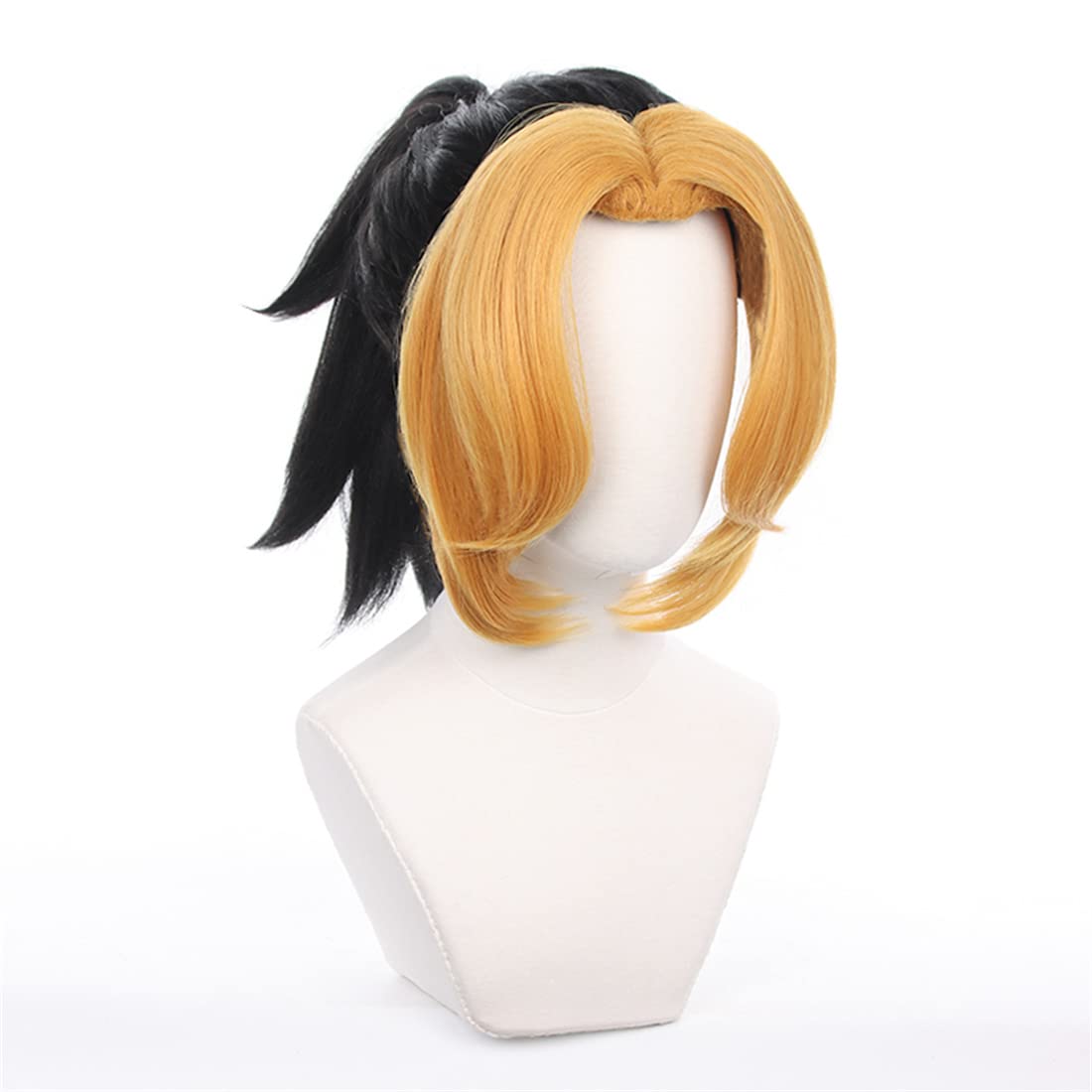 Aadesso Anime Makio Wig Yellow Gradient Black Wig Kimetsu no Demon鬼滅 Slayer Cosplay Costume Men Women with Wig Cap