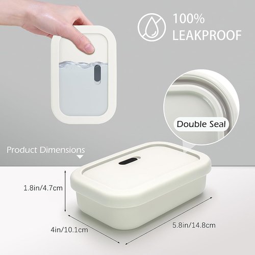 AIDIMMING Travel Soap Case - Enhanced Leak Proof Shatterproof Silicone Holder for Shampoo & Conditioner Bars - Offwhite