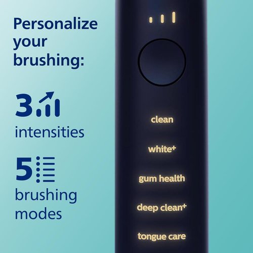Philips Sonicare DiamondClean Smart 9750 Electric Toothbrush - Sonic Technology, App Connectivity, 5 Modes, Lunar Blue, Model HX9954/74