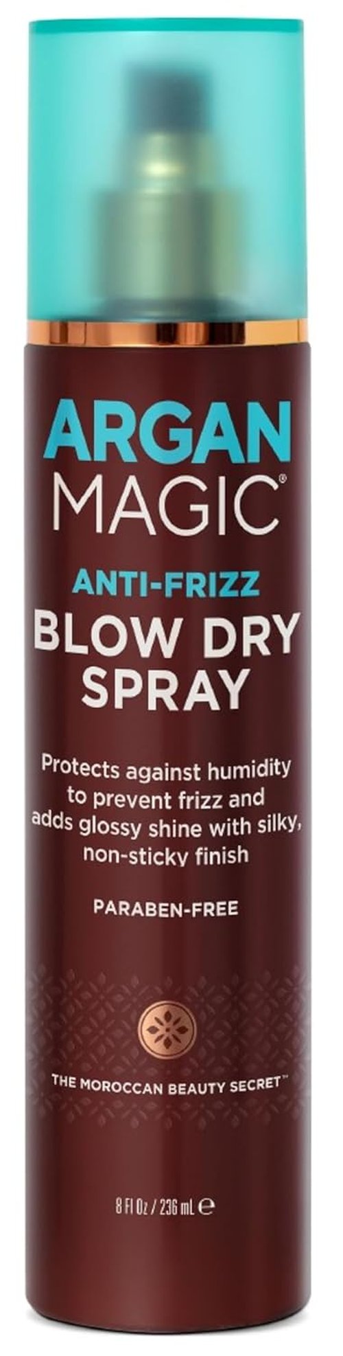 Argan Magic Anti-Frizz Blow Dry Spray - Tames Frizz & Adds Glossy Shine | Paraben-Free, 8 Oz