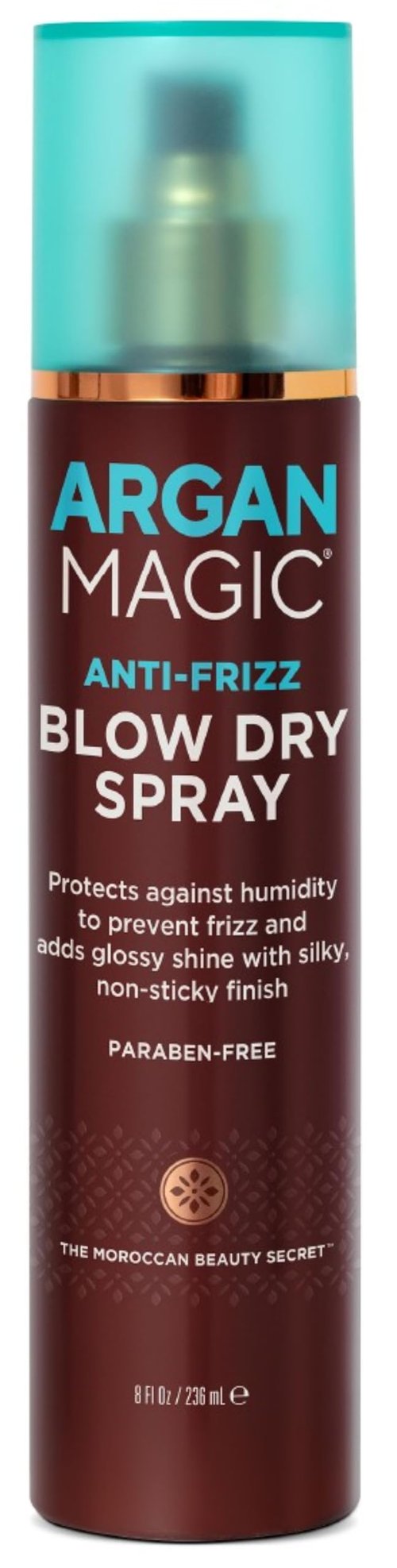 Argan Magic Anti-Frizz Blow Dry Spray – Protects Against Humidity & Tames Frizz | Adds Glossy Shine & Softness | Paraben-Free, | (8 Oz)