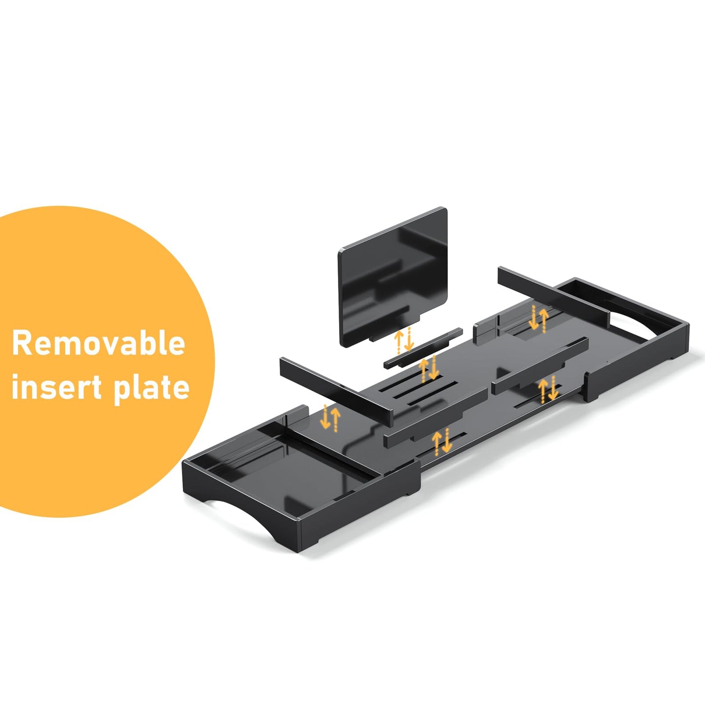 Rulyyo Bathtub Tray Caddy Table - Black 18-32.5 Inch Expandable Over The Tub Bath Tray, Waterproof Luxury Caddy for Bathtub