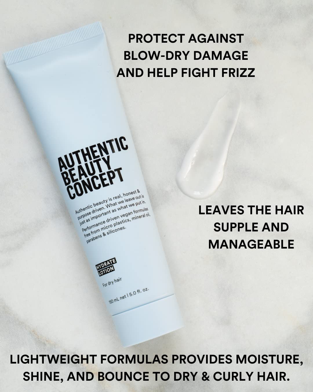 Authentic Beauty Concept Hydrate Lotion - Hydrating Leave-In Cream for Normal to Dry Hair | 5 fl. oz | Vegan & Cruelty-Free
