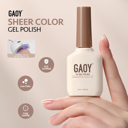 GAOY Nude Jelly Gel Nail Polish, 16ml Sheer Translucent Netural Soak Off Gel Polish, UV Light Cure for Nail Art DIY at Home, 3156 Misty Nude