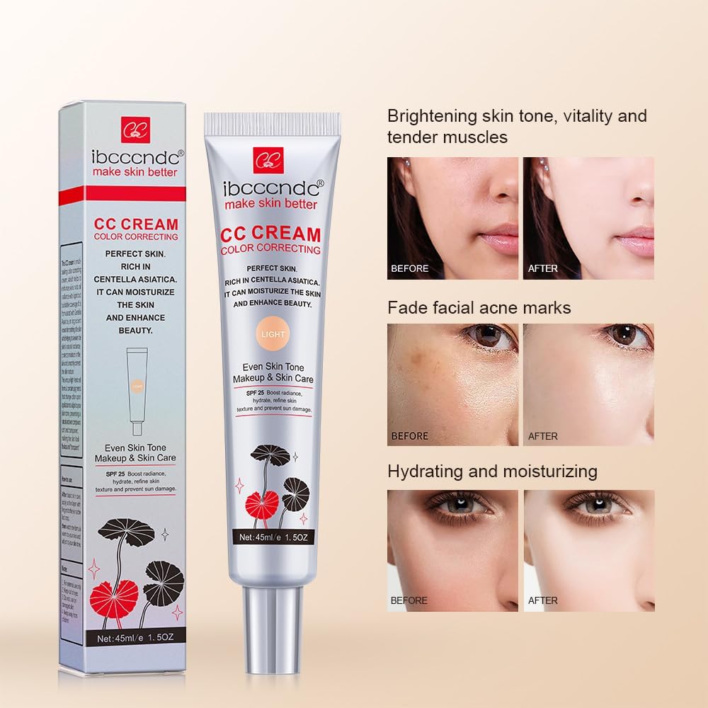 Skiennix Color Correcting CC Cream - Waterproof Foundation with SPF 25 & Centella Asiatica - 1.5 Oz (Dark)
