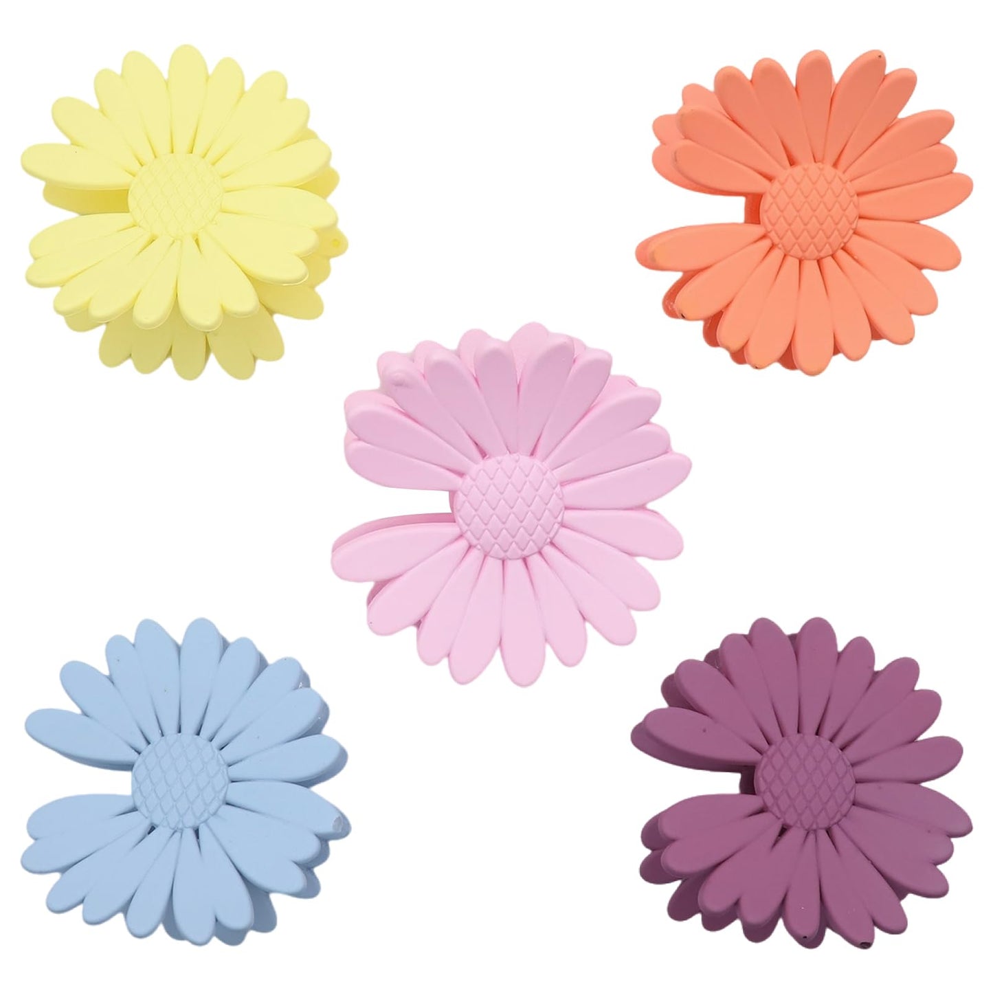 KWYBOW 5Pcs Flower Hair Claw Clips,Rainbow Colorful Daisy Flower Hair Claw Clips Nonslip Clamps Styling Accessories for Thick Long Hair Women Middle