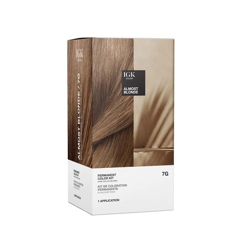 IGK Permanent Hair Dye Color Kit - 7G Almost Blonde | Dark Golden Blonde | 100% Gray Coverage, Strength & Shine