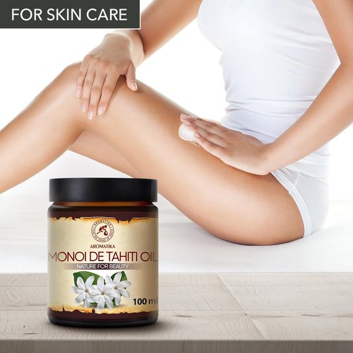 AROMATIKA Monoi De Tahiti Carrier Oil - Pure Cold Pressed Coconuts & Gardenia - 3.4 Fl Oz for Face & Body Care