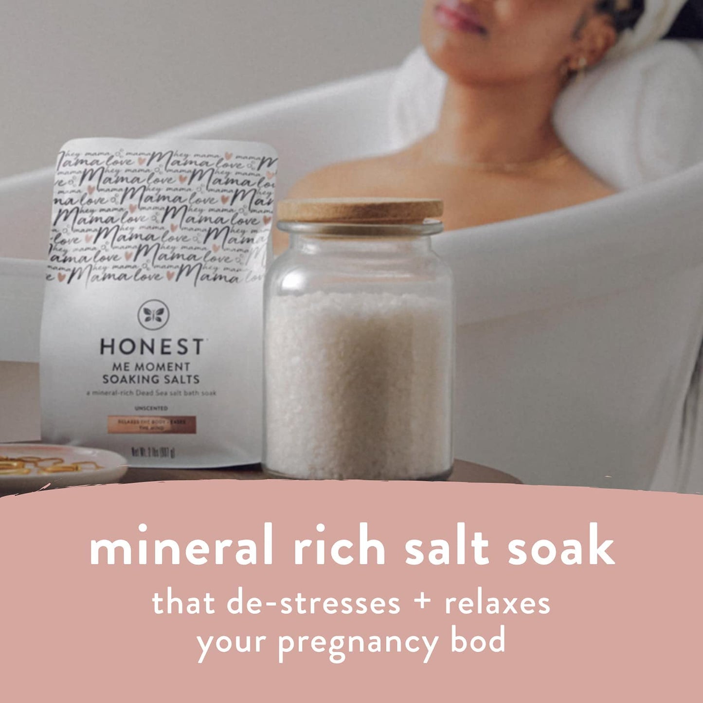 The Honest Company Honest Mama Me Moment Soaking Salts | Calming, Mineral-Rich Dead Sea Salt Soak | 2 lbs