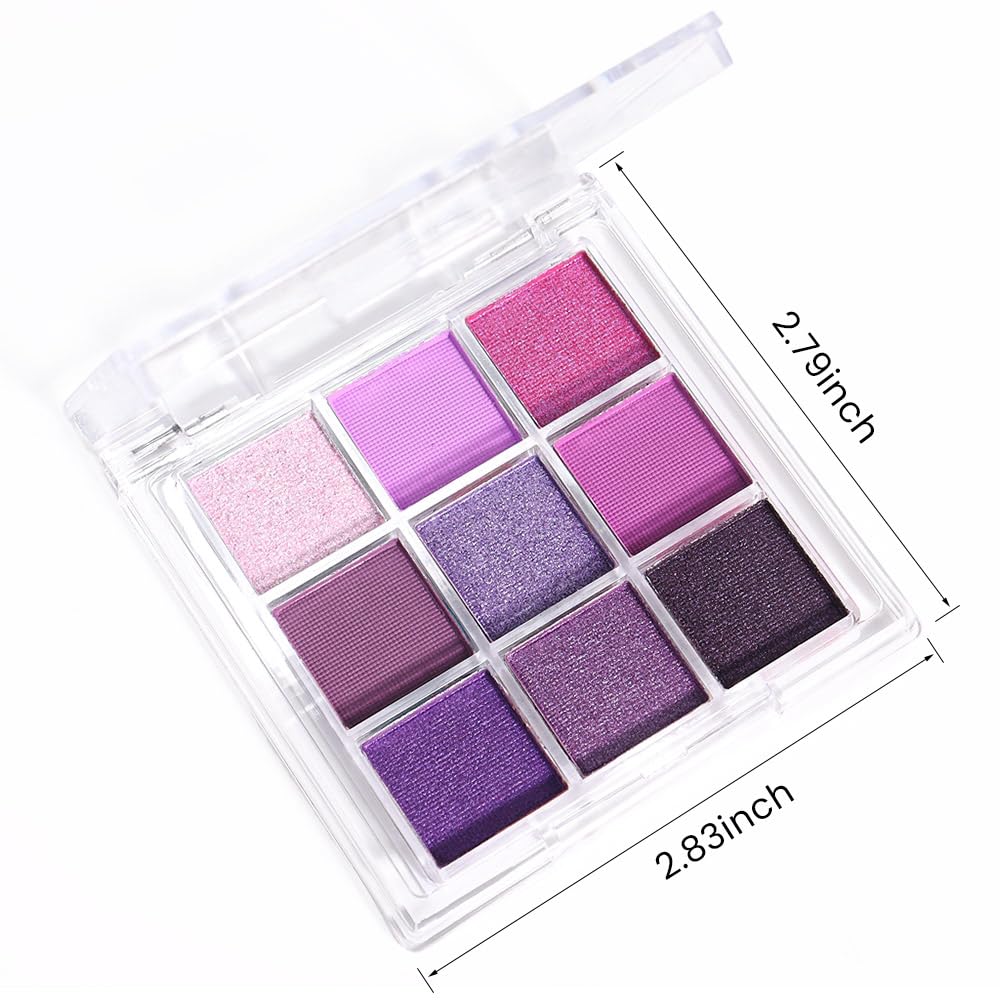 Evpct Purple Glitter Eyeshadow Palette - Highly Pigmented Metallic Shimmer | 9 Vibrant Colors for Stunning Eye Looks