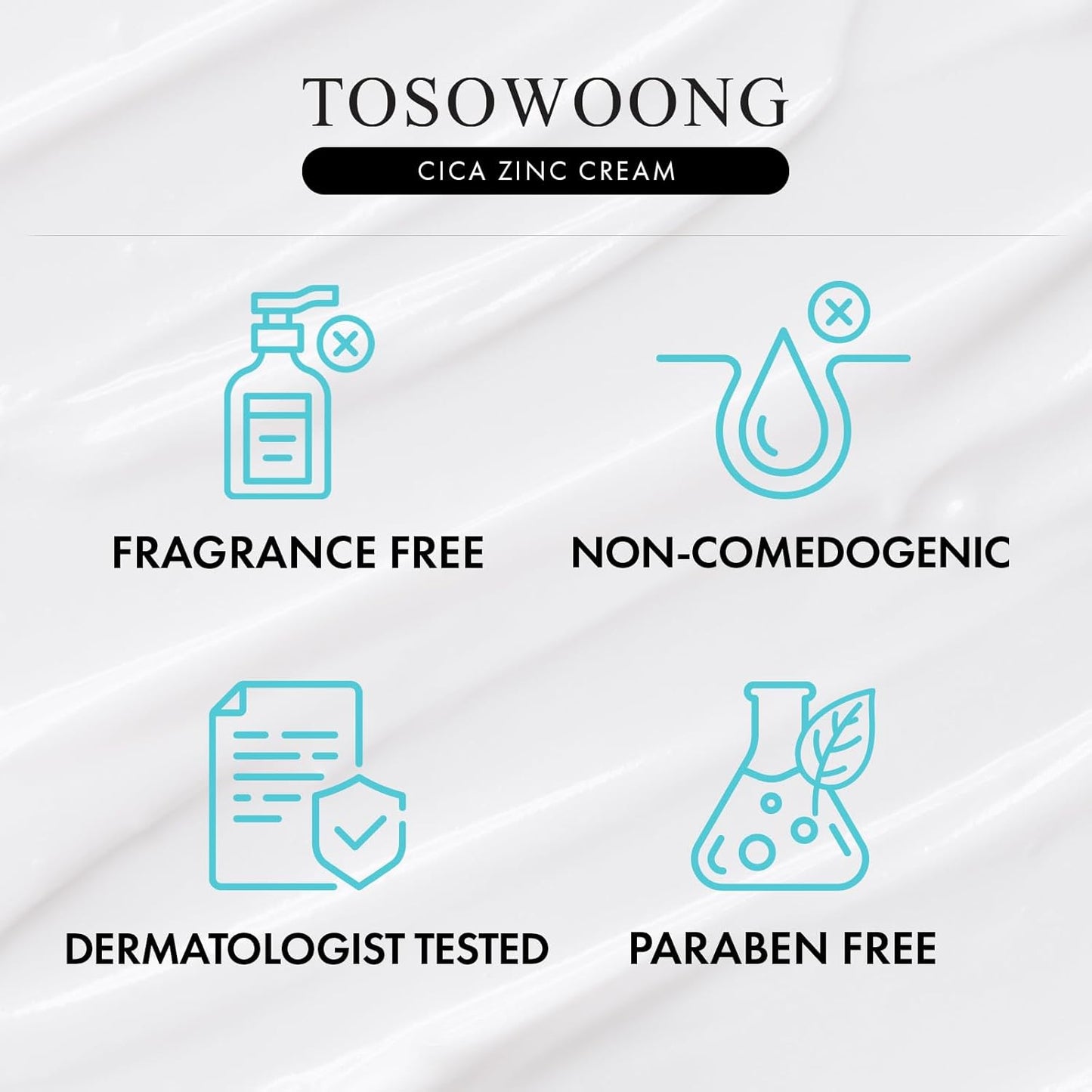 TOSOWOONG Zinc Oxide Cream - 100,000ppm Acne & Redness Relief | Non-Comedogenic, 50g (1.76 oz)