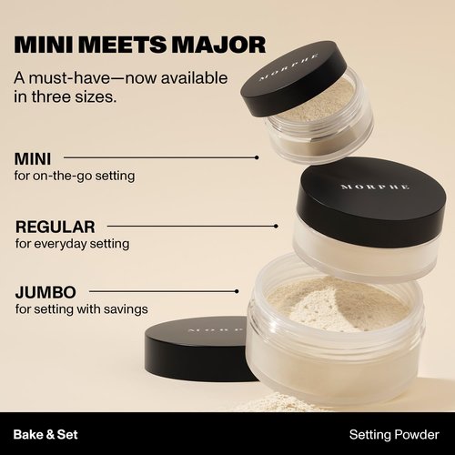 Morphe Bake & Set Translucent Setting Powder - Lightweight, Talc-Free Finish - Minimizes Shine for 24HR - Translucent (0.31 oz)