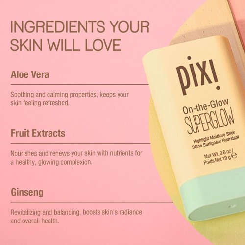 Pixi On-the-Glow SuperGlow - Hydrating Highlighter Stick in Gilded Gold | Paraben-Free | 19g / 0.6oz