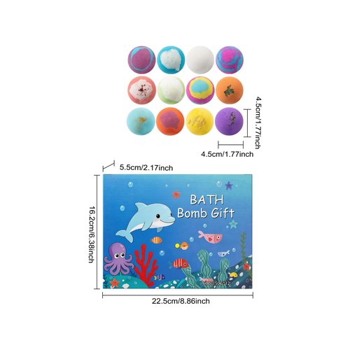 12-Piece Bath Bomb Gift Set for Kids with Surprise Inside, Natural Organic Fizzy Bubbles with Ocean Animal Toys, Gentle Bath Fizzies for Sensitive Skin, Fun Easter Birthday Gift for Girls Boys