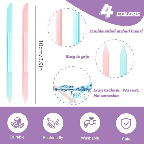Heemeei Glass Cuticle Pusher Set - Dual-Ended Crystal Manicure Tools for Precision Nail Care | 4 Pcs