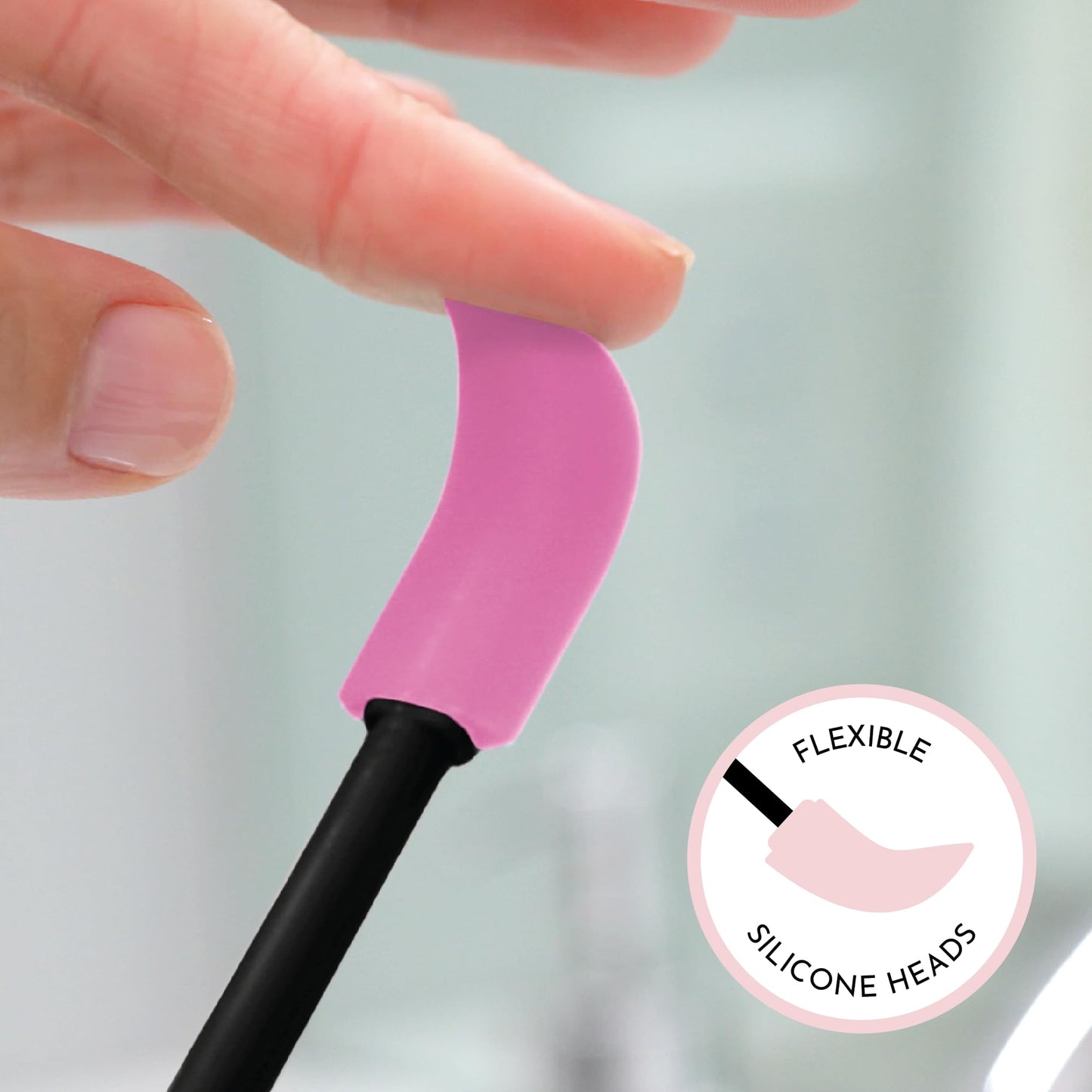 S&T INC. Makeup Spatula, Large and Mini Silicone Spatula Set for Cosmetics, Shampoo, Hair Care, and Skin Care Products, 4 Piece Set, Pink/Purple