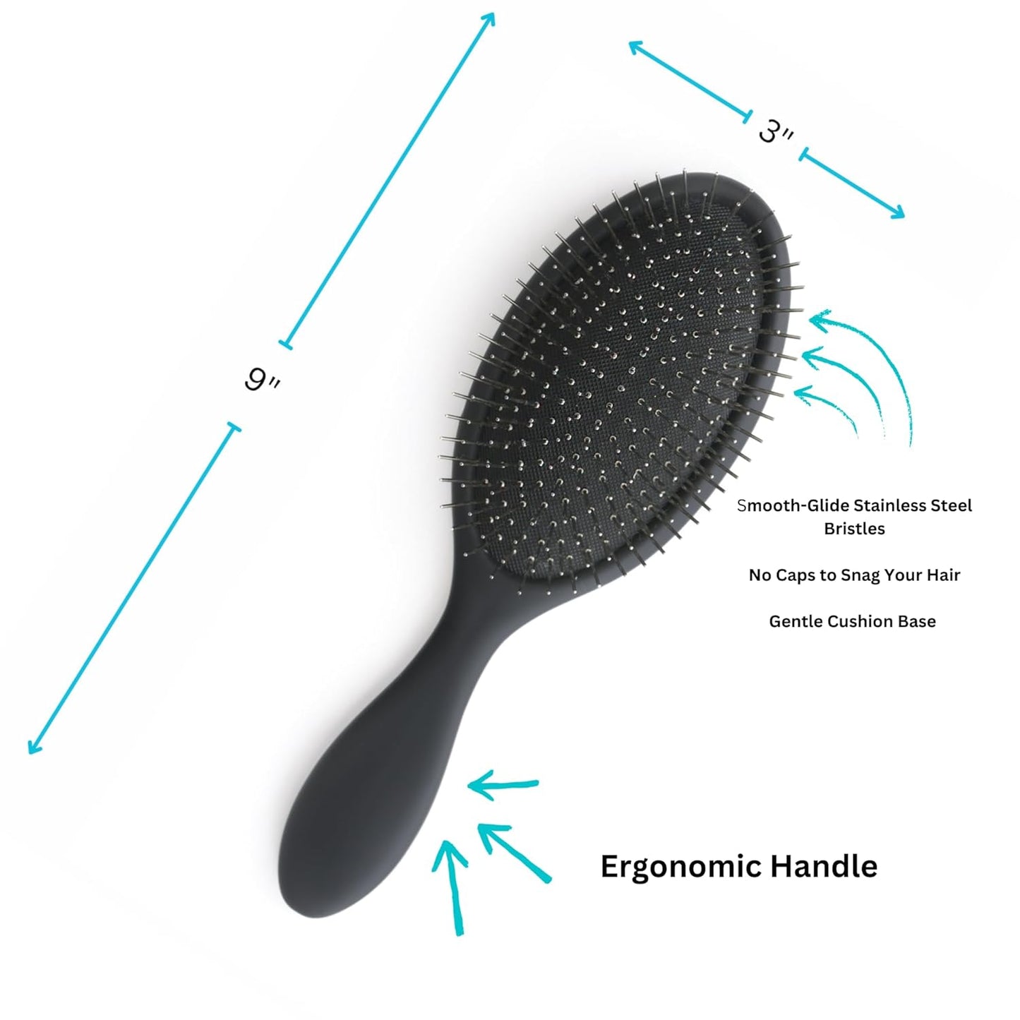 Skiennix Professional Wet & Dry Detangling Hair Brush - Smooth Steel Bristles for All Hair Types