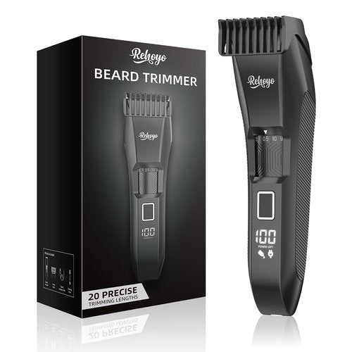 REHOYO Beard Trimmer for Men Adjustable: Professional Cordless Trimmer with 20-Length Dial – Waterproof Hair Clippers w/Stainless Steel Blades for Beard, Mustache & Face Grooming