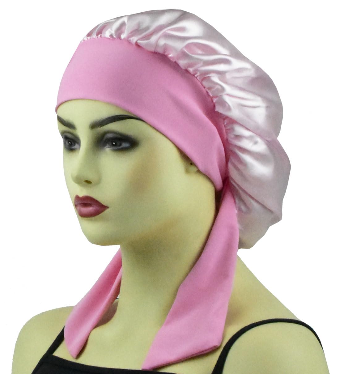 Silk Bonnet Satin Bonnet for Sleeping Curly Hair Cover Sleep Cap Silk Night Caps for Women Large Silk Sleep Bonnet with Tie (Black + Pink + Light Purple)