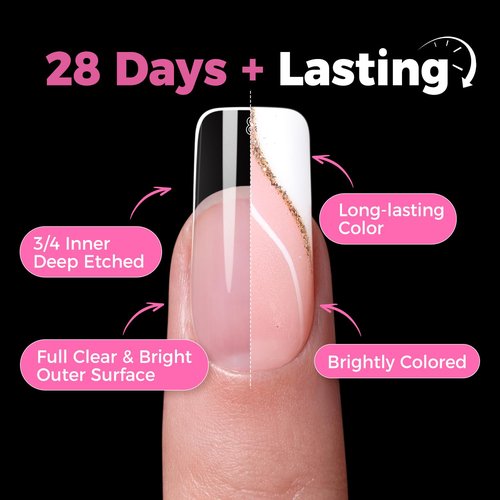 UNA GELLA Square Gel Nail Tips, 15 Sizes Medium Square Press on Nails, 300pcs Pre Etched Soft Gel Fake Nails Full Cover For Nail Extension Home DIY Nail Salon for Women
