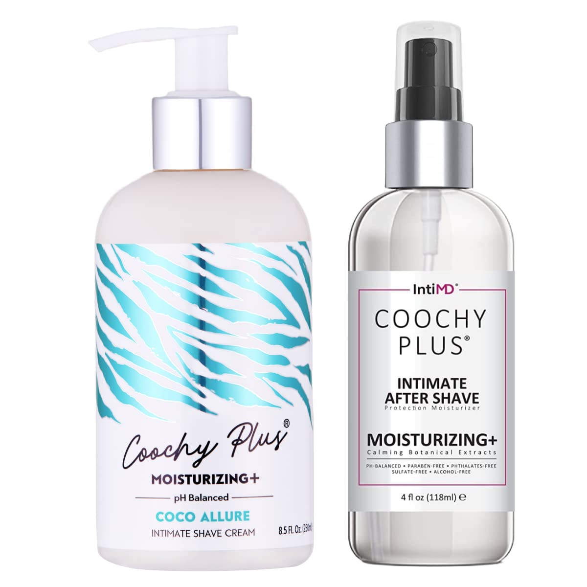 IntiMD Coochy Plus Intimate Shaving Complete Kit - Coco Allure & Organic After Shave Protection Soothing Moisturizer Mist - Antioxidant Formula Prevents Razor Burns, Itchiness & Ingrown Hair