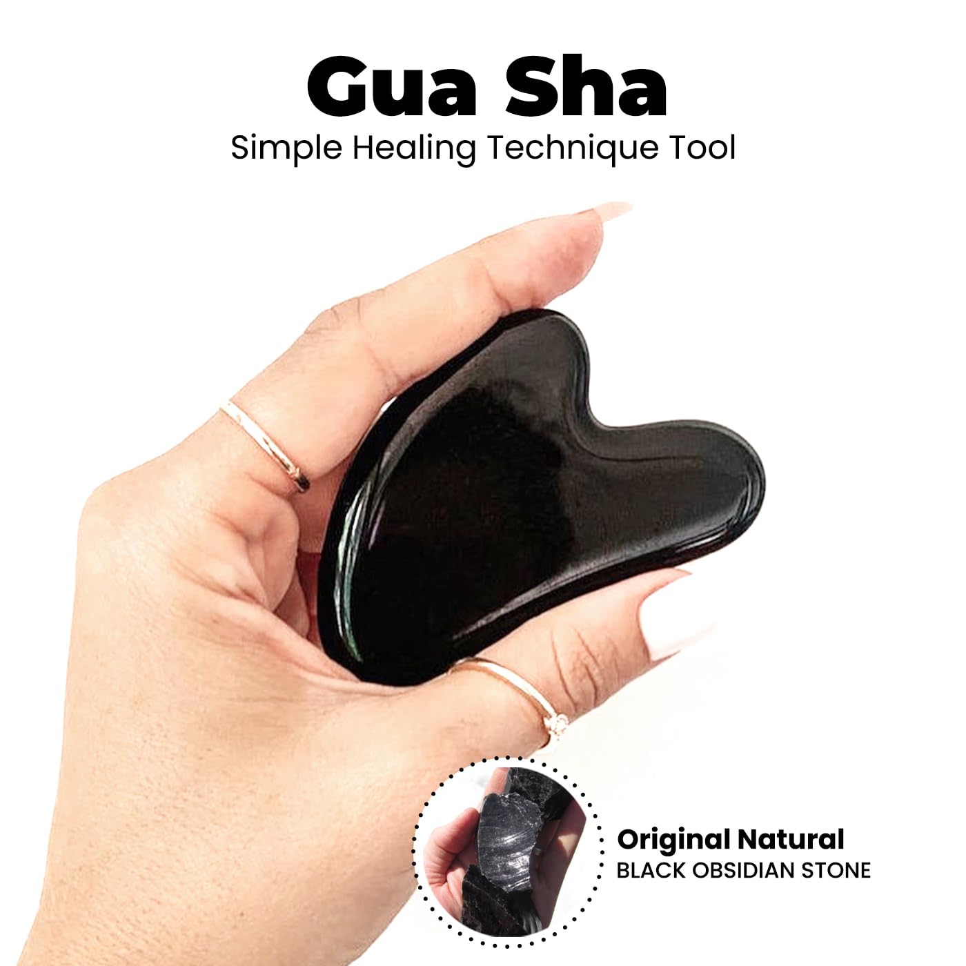 ROSELYNBOUTIQUE Gua Sha Facial Tools & Face Roller for Wrinkless Natural Skincare Tool Jade Roller Guasha Tool for Face Facial Massager (Black Obsidian)