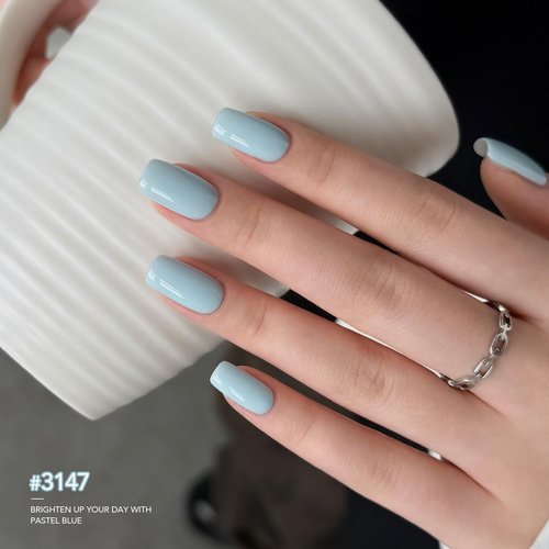 GAOY Pastel Blue Gel Nail Polish, 16ml Soak Off Gel Polish, UV Light Cure for Nail Art DIY Manicure at Home, 3147 Pastel Blue