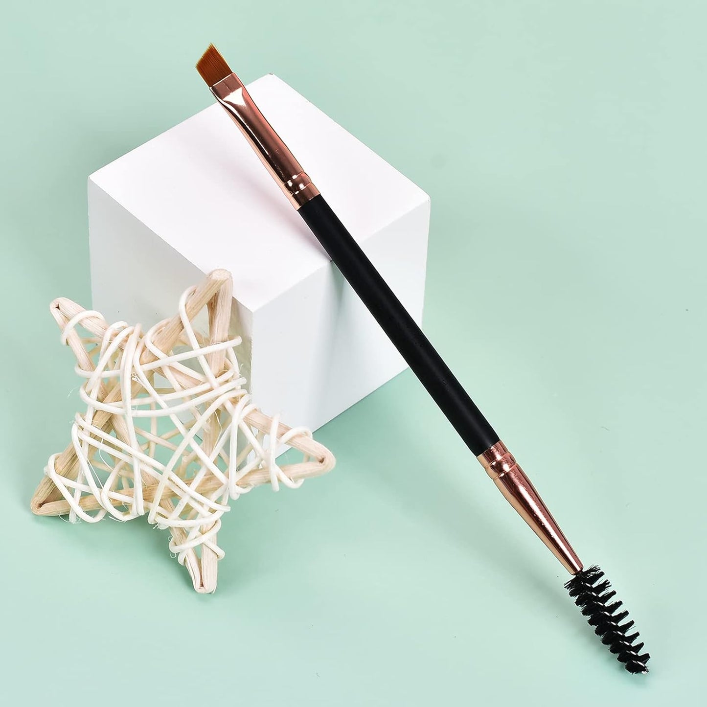 Skiennix Duo Eyebrow Brush Set - Spoolie & Angled Brow Brushes for Flawless Eye Makeup | 5pcs, Black