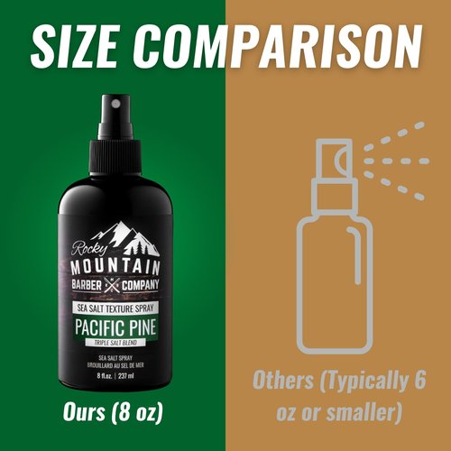 Rocky Mountain Barber Company Sea Salt Spray for Men - Volume, Texture & Light Hold - 8 oz