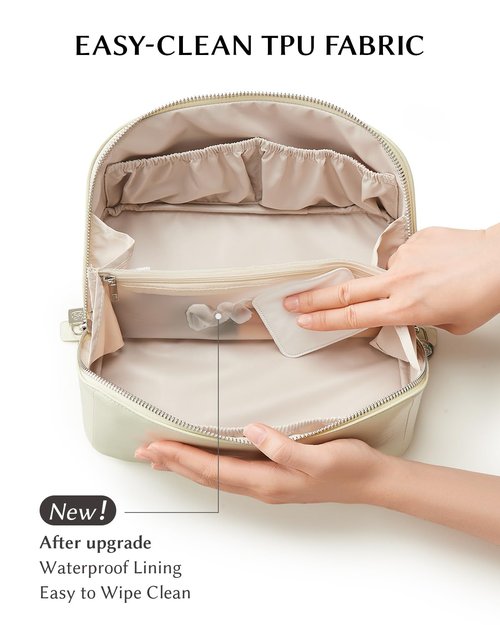 EACHY Travel Makeup Bag, Large Capacity Cosmetic Pouch with Zipper, Waterproof Toiletry bag for Women