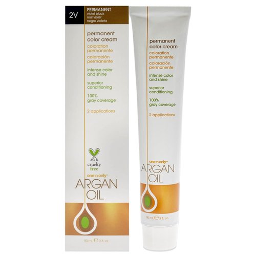 One N' Only Permanent Hair Color - Argan Oil Infused Dye for Rich Gray Coverage - 2V Violet Black (3 oz)