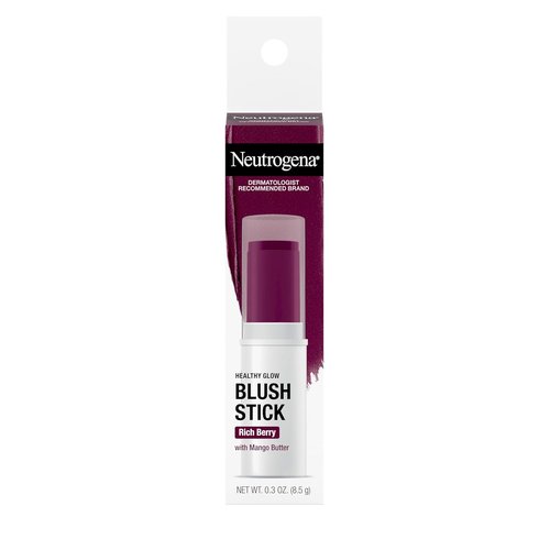 Neutrogena Healthy Glow Blush Stick - Lightweight Creamy Cheek Color with Mango Butter | Rich Berry, 0.3 oz