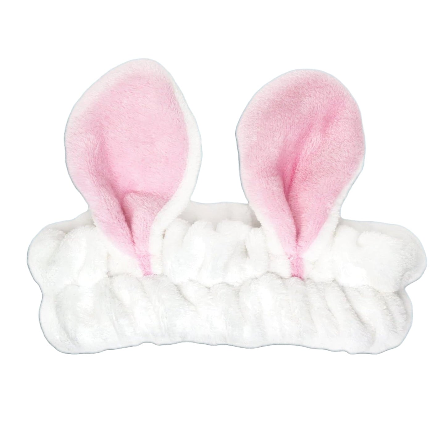 The Crème Shop 3D Teddy Headyband™ - Plush SPA Headband with Stretchy Elastic Band for Comfortable Fit - Ideal for Hair Control during Beauty and Skincare Routines (Bunny)