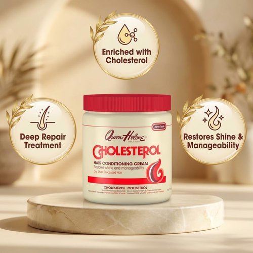 Queen Helene Cholesterol Hair Conditioning Cream - Deep Repair Treatment for Dry, Damaged Hair | 15 oz Jar