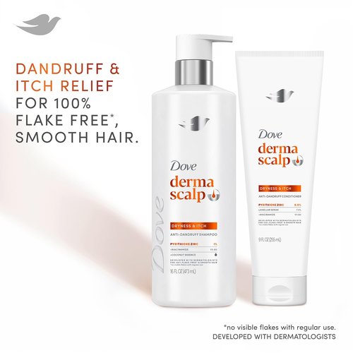 Dove Derma Scalp Anti-Dandruff Shampoo & Conditioner - Itch Relief Treatment with 1% Pyrithione Zinc & Niacinamide