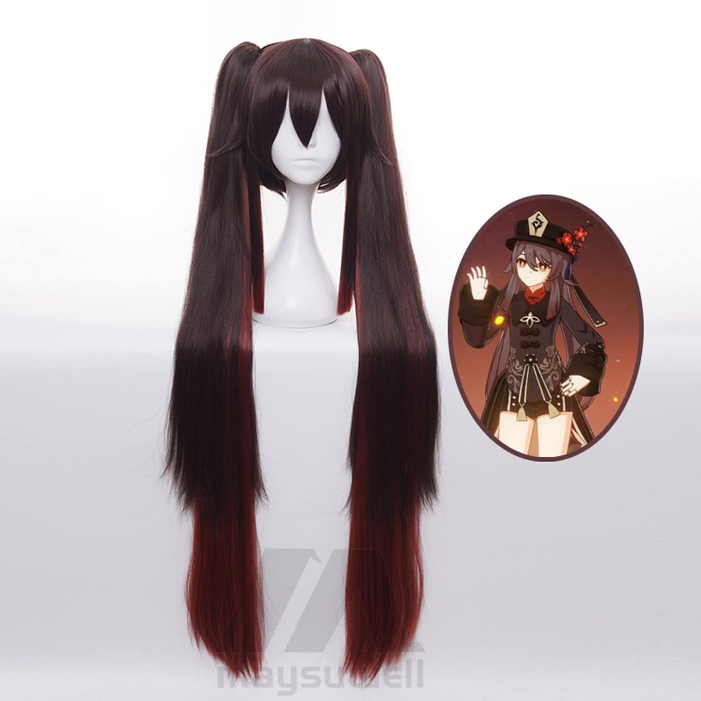 Anime Cosplay Wig Genshin Impact Hutao Wig Chestnut gradient long hair with Free Wig Cap for Comic Con, Cosplay show, Halloween