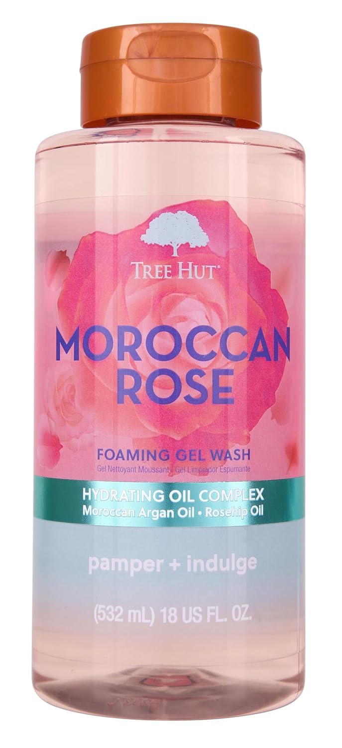 Tree Hut Moroccan Rose Foaming Gel Wash - Nourishing & Moisturizing, 18 oz. Hydrating Cleanser