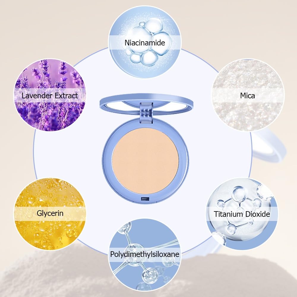 Skiennix Matte Perfection Pressed Powder - Oil Control & Waterproof Finishing Compact | Natural Beige, 0.35 FL OZ