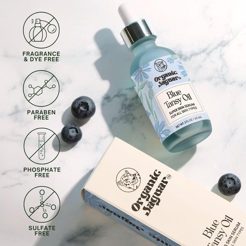 Organic Jaguar Blue Tansy Face Serum - Night Moisturizer & Hydrating Facial Oil for Healthy Aging | 2 fl oz