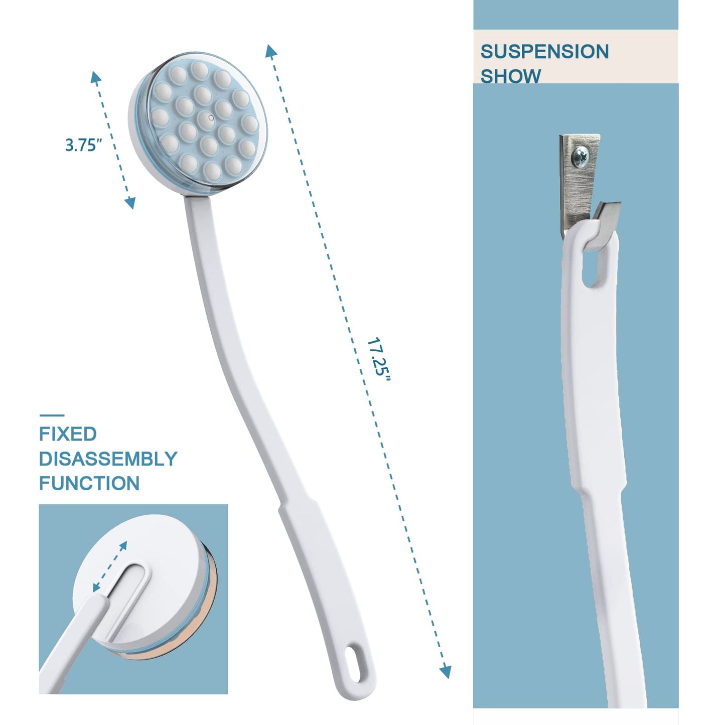 Yiesoum Back Lotion Applicator and Massager by Body Long Handheld self-Handhled Easy Reach for Sunscreen, Cream, Shower Gel on Back, Legs and Feet, Long Shower Bath Brush, Easily Roll-a Dispenser