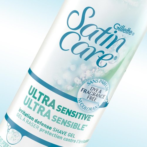 Gillette Satin Care Ultra Sensitive Shave Gel - Fragrance-Free, 7oz Each, Pack of 2 for Women