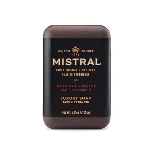 Mistral Bourbon Vanilla Luxury Bar Soap - Natural Moisturizing Soap for Men | Paraben & Phthalate Free | 8.8 oz