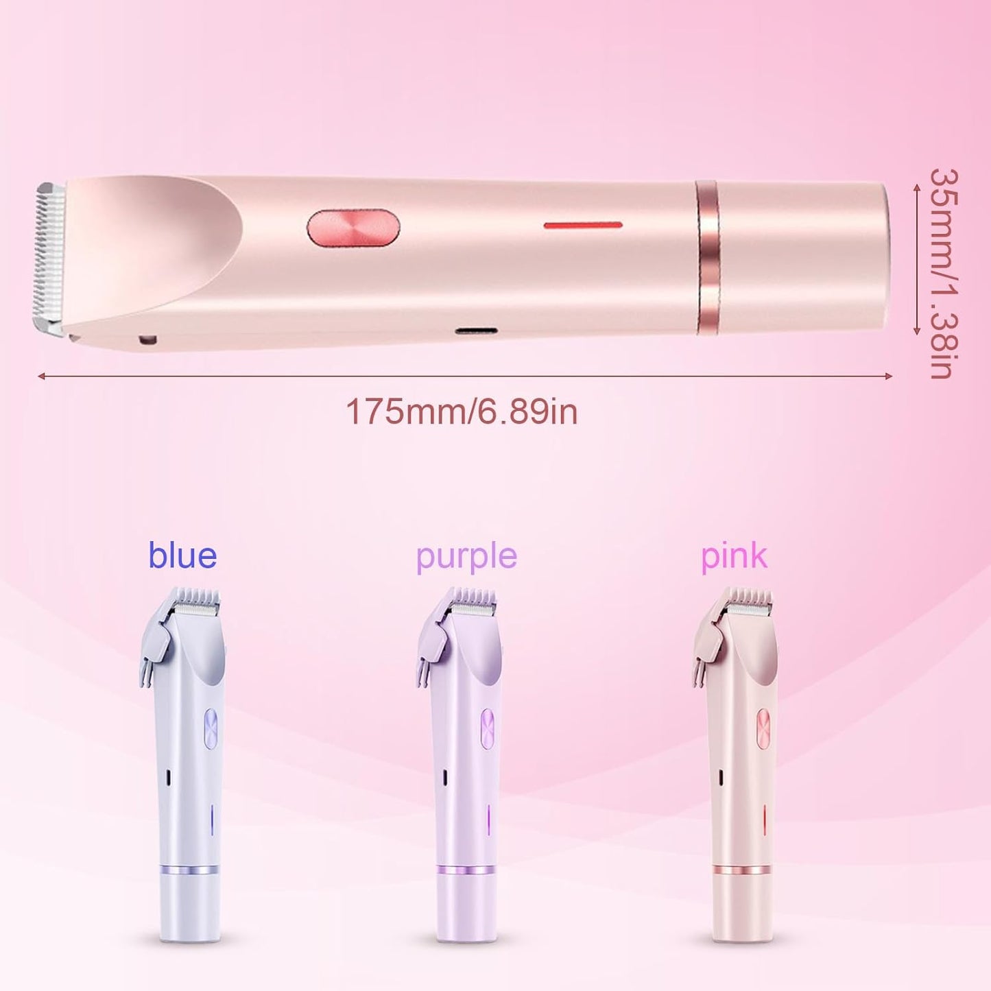 Skiennix 2-in-1 Electric Shaver for Women - Rechargeable Wet & Dry Body Trimmer (Pink)