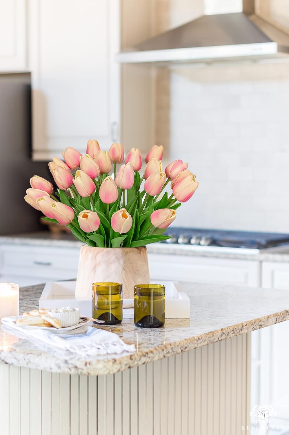 24 Pink Tulips | Artificial Flowers - 13.5" Faux Tulips for Home Decor, Weddings & Mother's Day