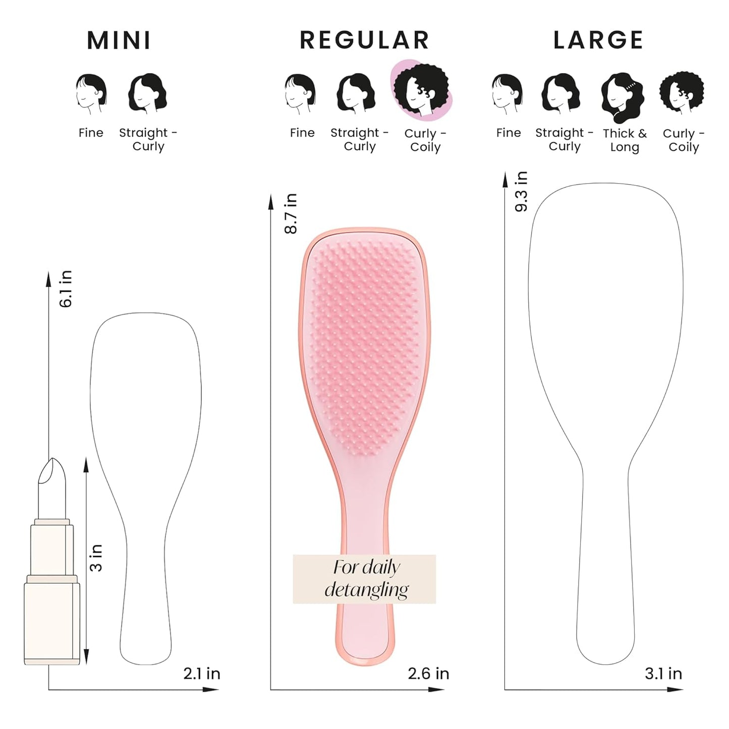 Tangle Teezer Ultimate Detangler Curly Hair Brush, Dry & Wet Hairbrush, Reduces Frizz & Breakage, for 3C to 4C Curly Hair Types, Pink Mango