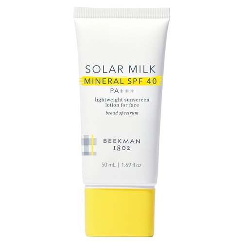 Beekman 1802 Solar Milk Sunscreen SPF 40 - Lightweight Zinc Oxide Face Protection, 1.69 fl oz
