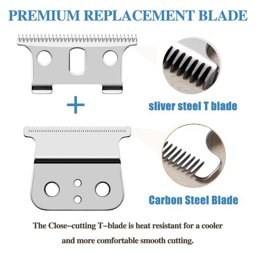 Andis T Outliner Blades - 2 Pack Silver Steel Replacement Blades for GTX Trimmer | Compatible with #04710 & #04521