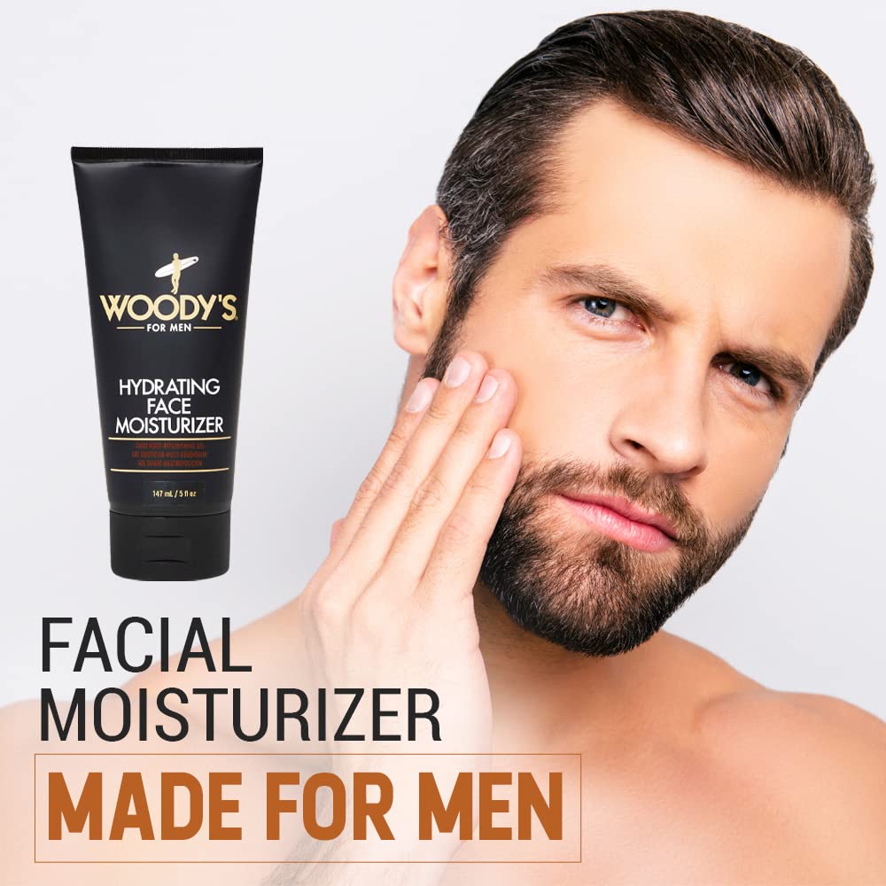 Woody's Face Moisturizer for Men - Hydrating Daily Lotion with Menthol for Dry Skin | 5 fl oz